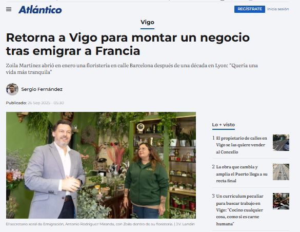 Retorna a Vigo para montar un negocio tras emigrar a Francia
Zoila Martínez abrió en enero una floristería en calle Barcelona después de una década en Lyon: “Quería una vida más tranquila”